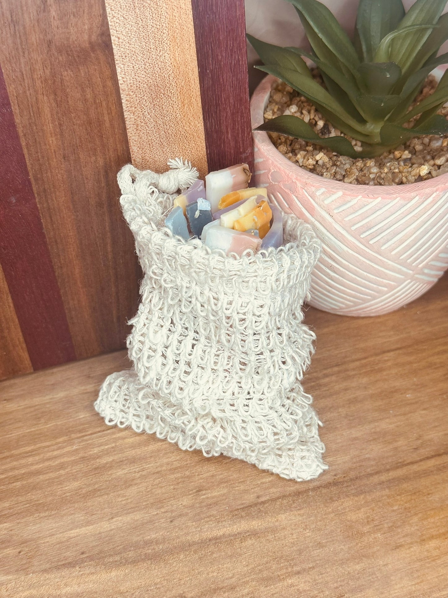 Soap Saver- Filled Bag- Agave Woven- Exfoliating Bag